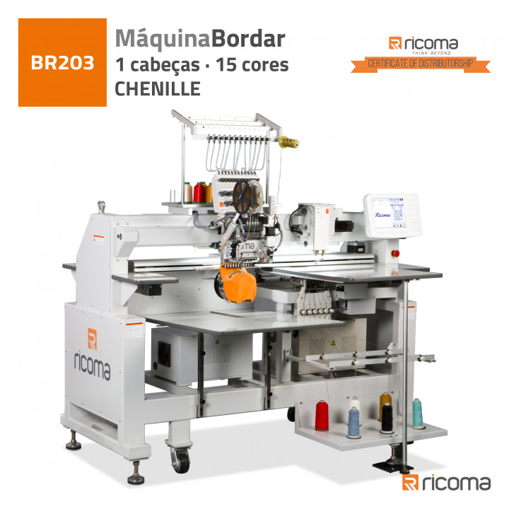 MAQUINA BORDAR RICOMA 1 CABECA 15 CORES + CHENILLE