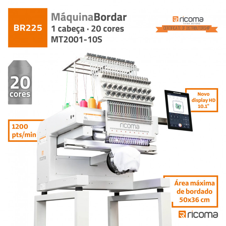 MÁQ. BORDAR RICOMA 1 CABEÇA 20 CORES - MT2001-10S