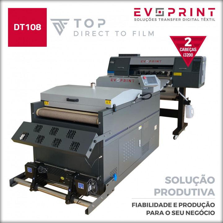 IMPRESSORA DTF TOP V2 (NOVO DESIGN E ELETRÓNICA E SERVO MOTORES) COM TÚNEL DE SECAGEM V2 (REC. DE PÓ AUTO, FILTRO INTEGRADO E TAPETE COM VÁCUO)